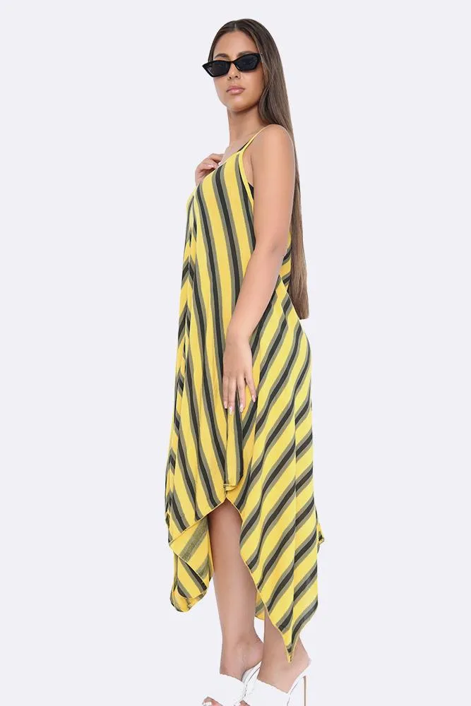 Italian Chevron Strappy Hanky Hem Dress