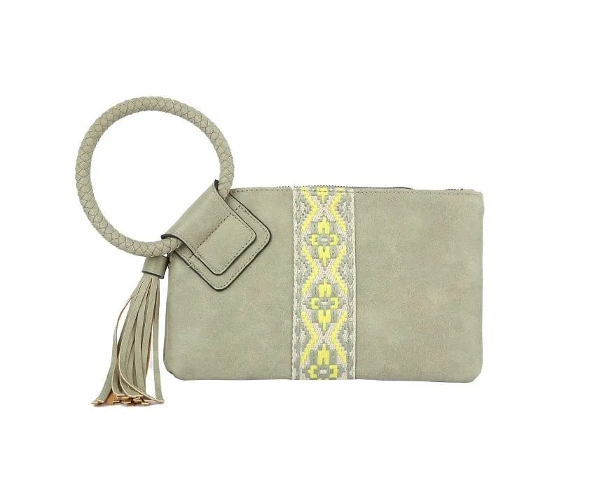 JY0379 Aztec Wristlet Clutch Bag With Tassel