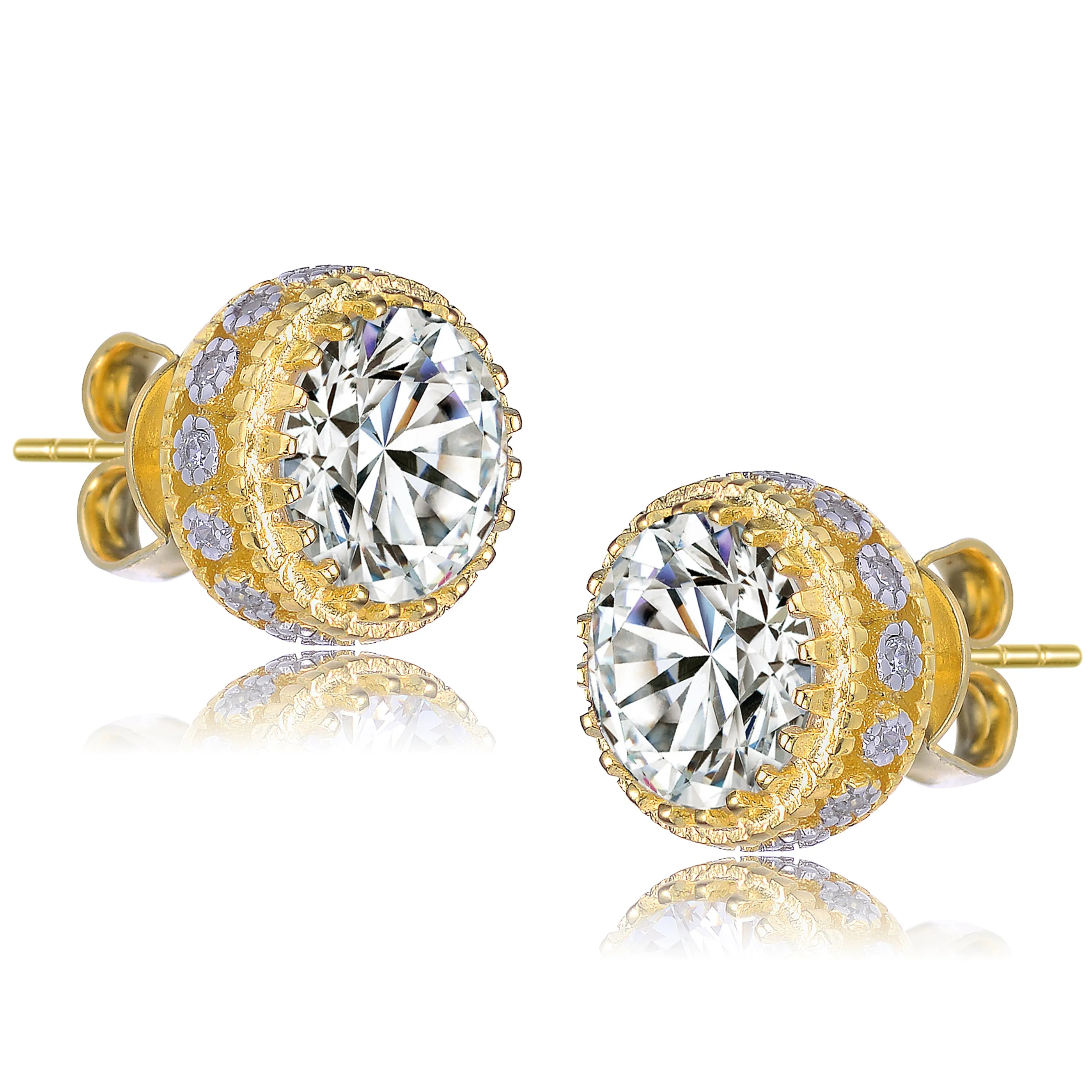 Marie Classic Frame Circle Button Earrings