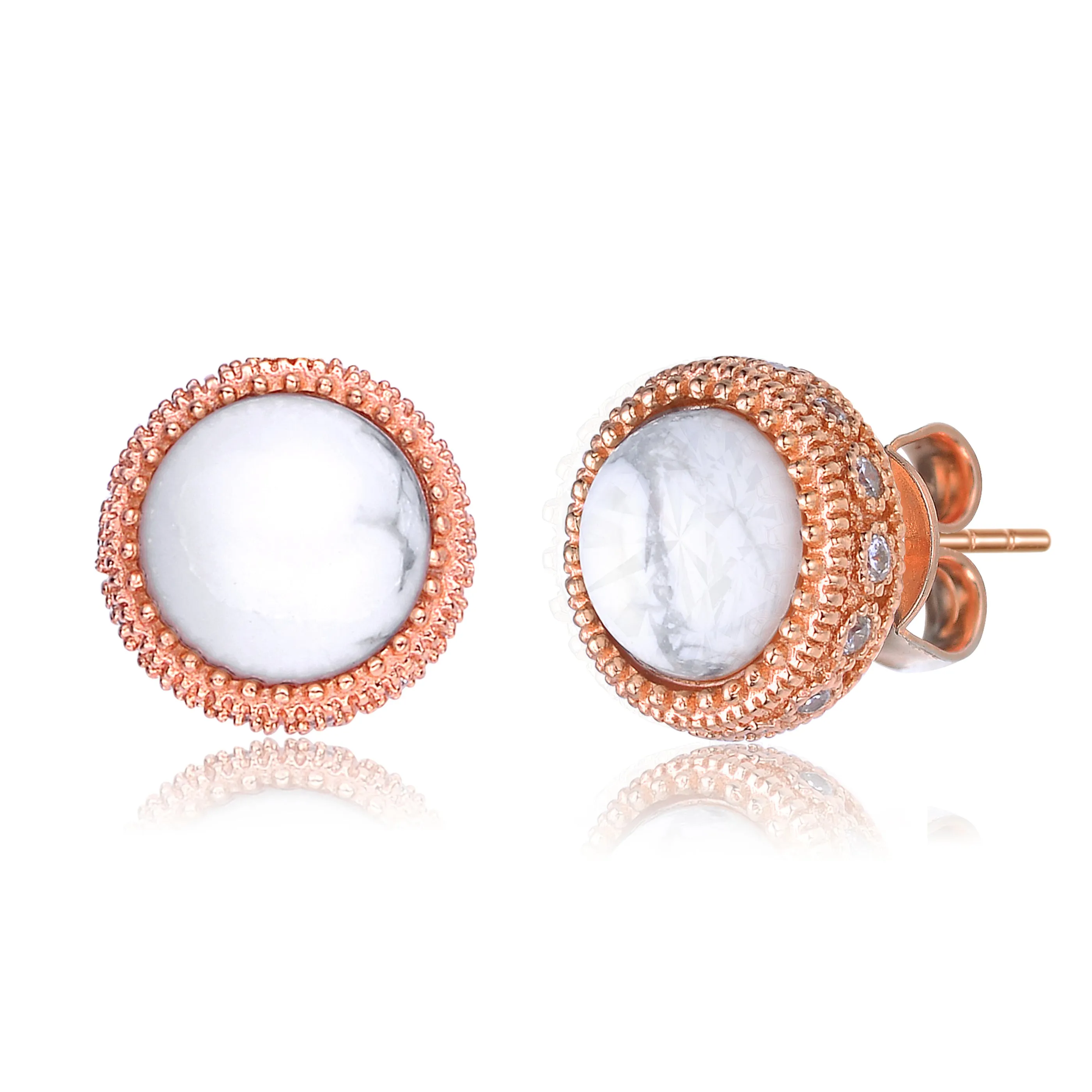 Marie Classic Frame Circle Button Earrings