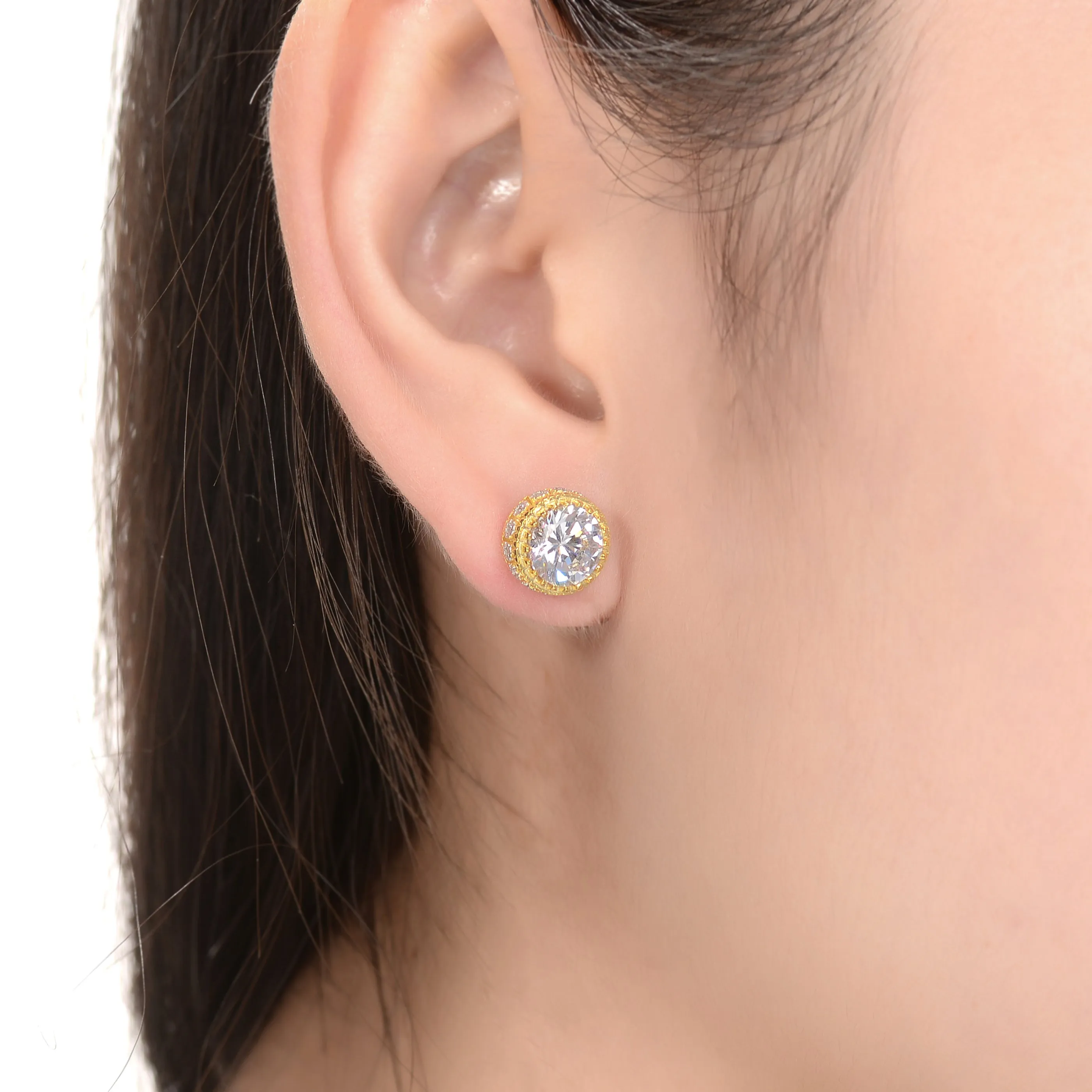 Marie Classic Frame Circle Button Earrings