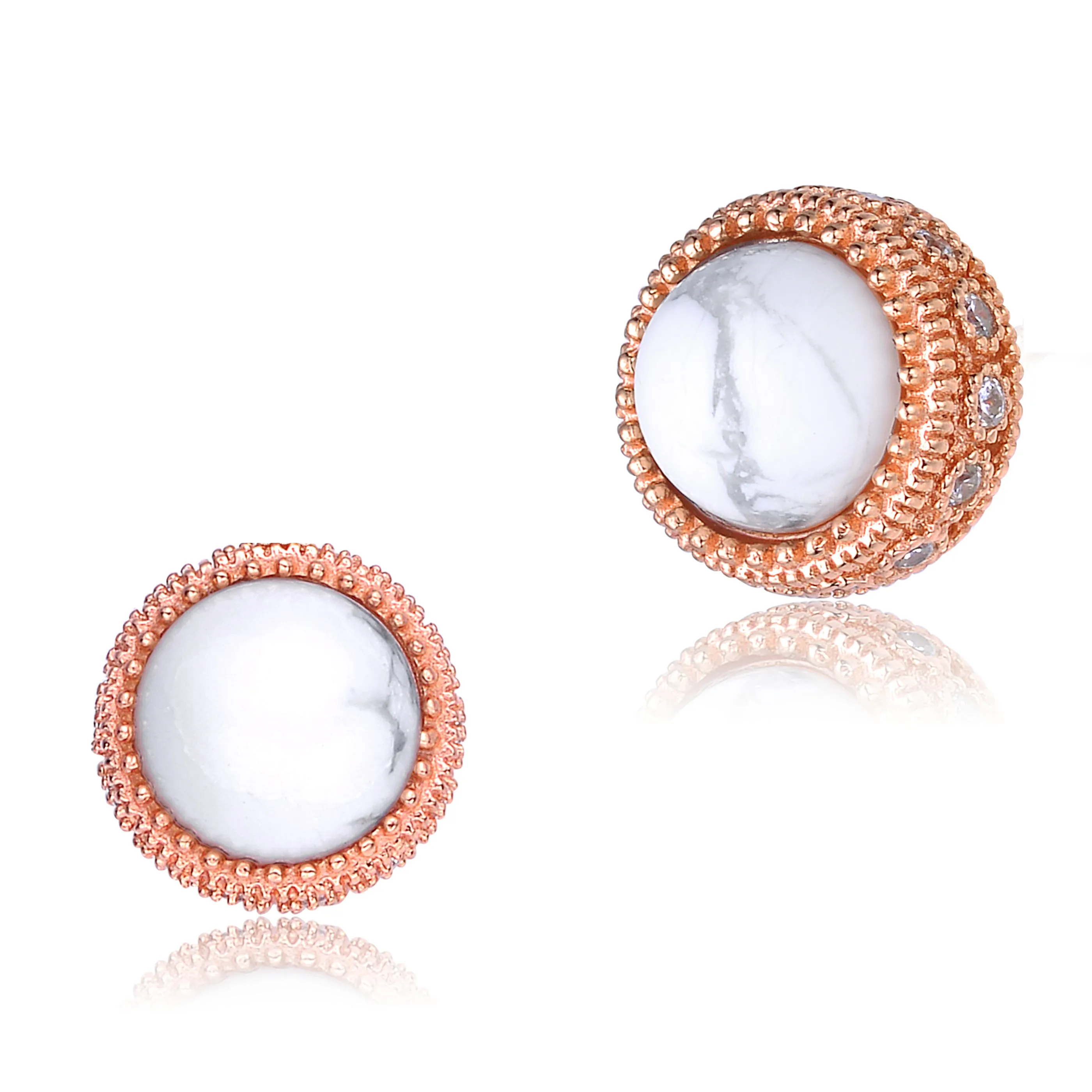 Marie Classic Frame Circle Button Earrings