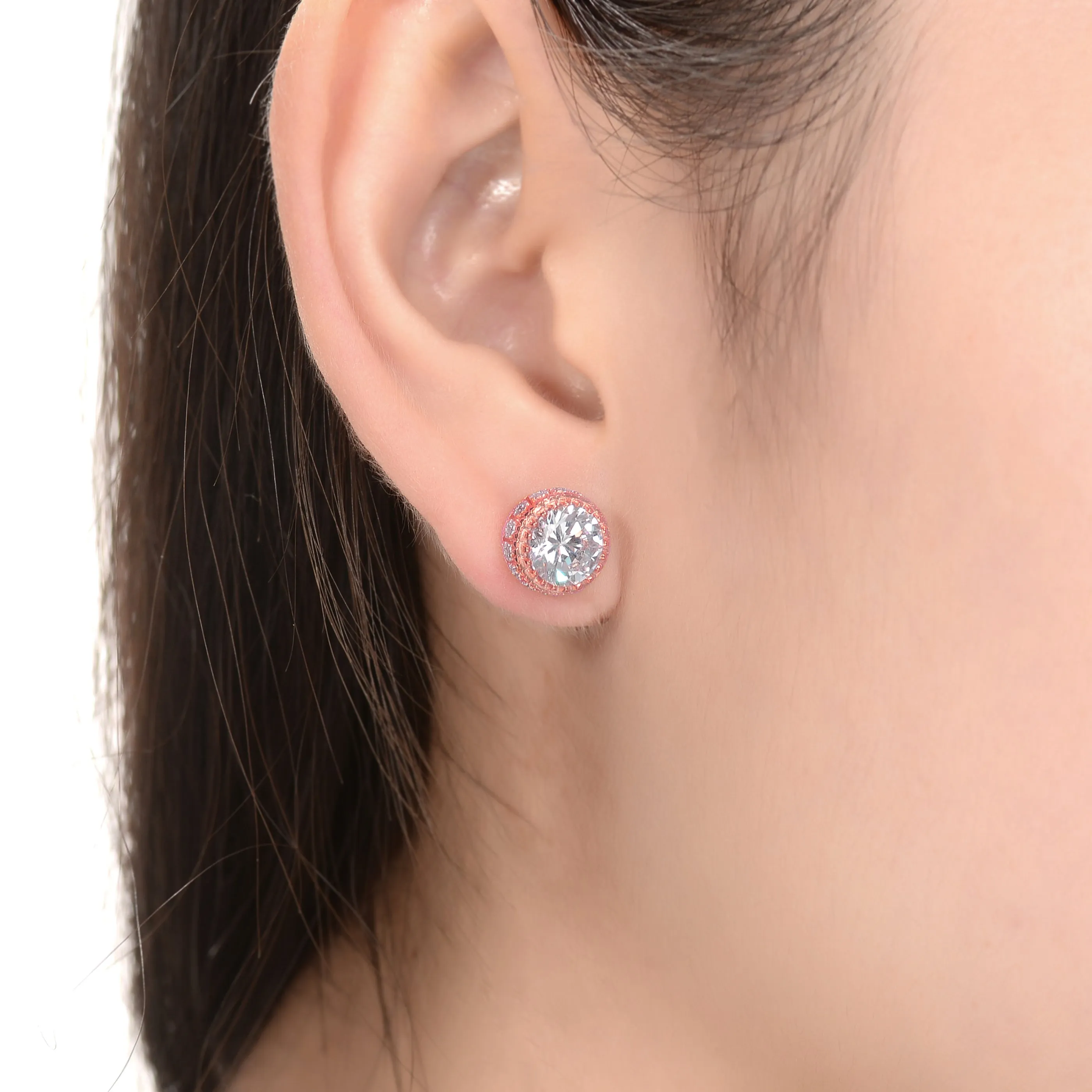Marie Classic Frame Circle Button Earrings