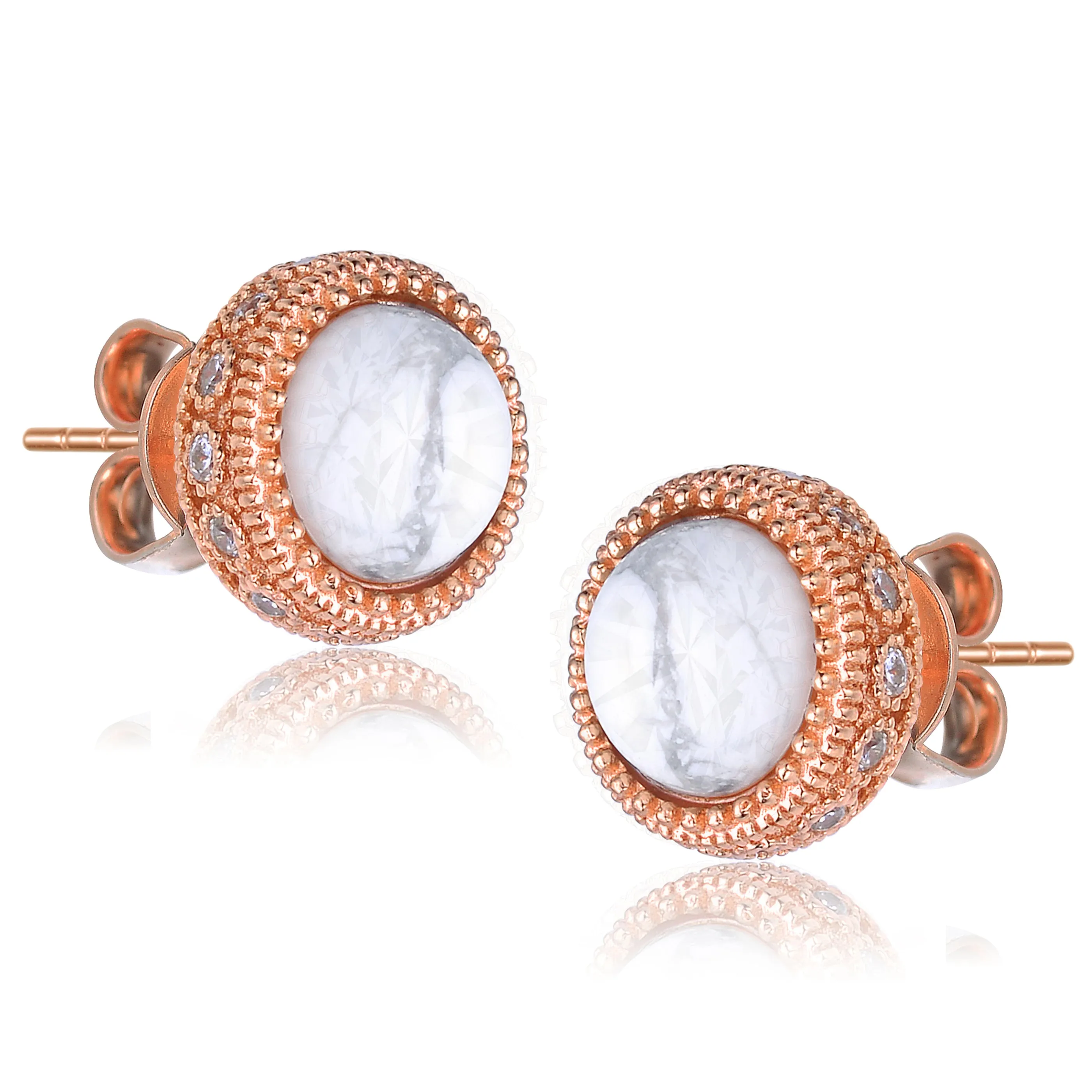 Marie Classic Frame Circle Button Earrings