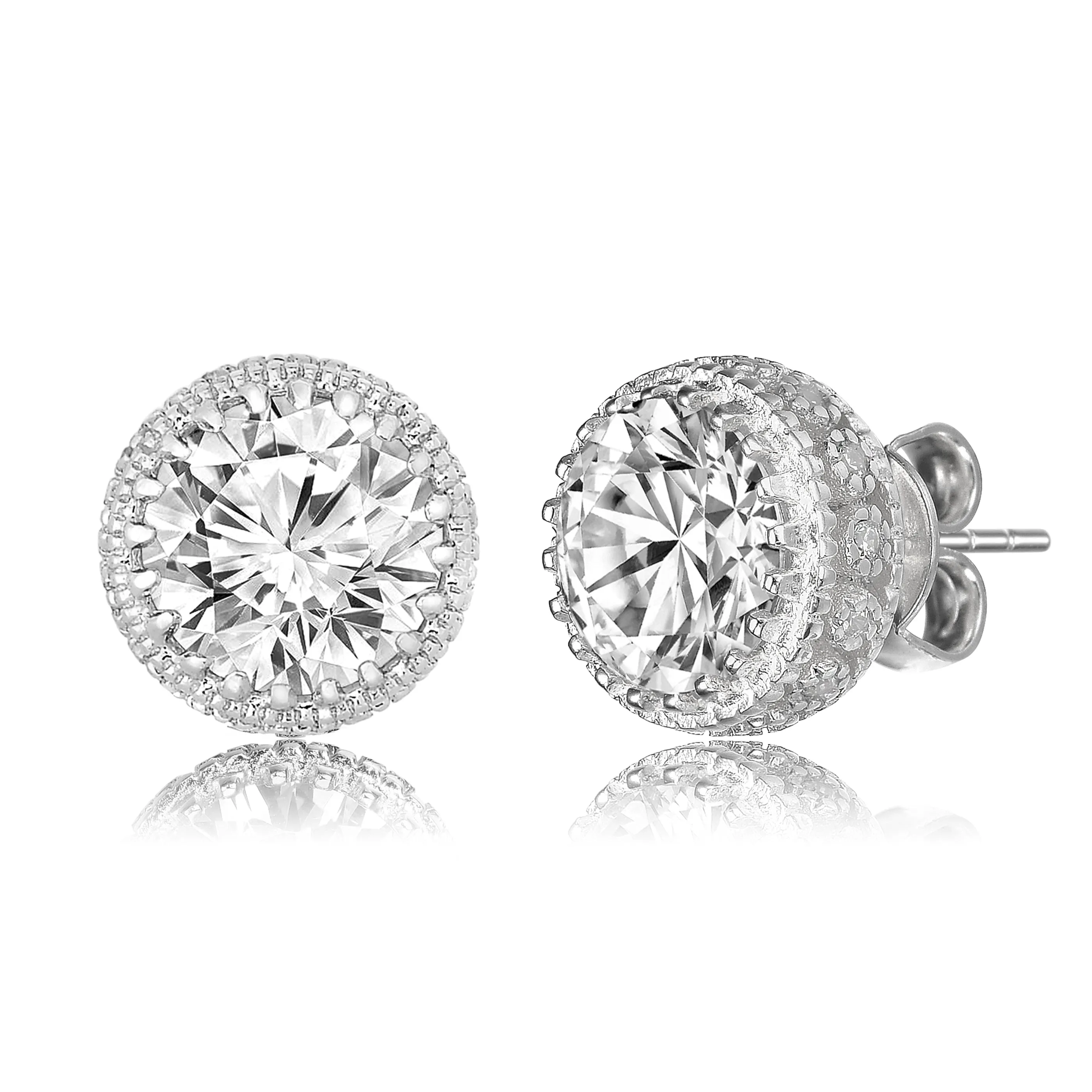 Marie Classic Frame Circle Button Earrings
