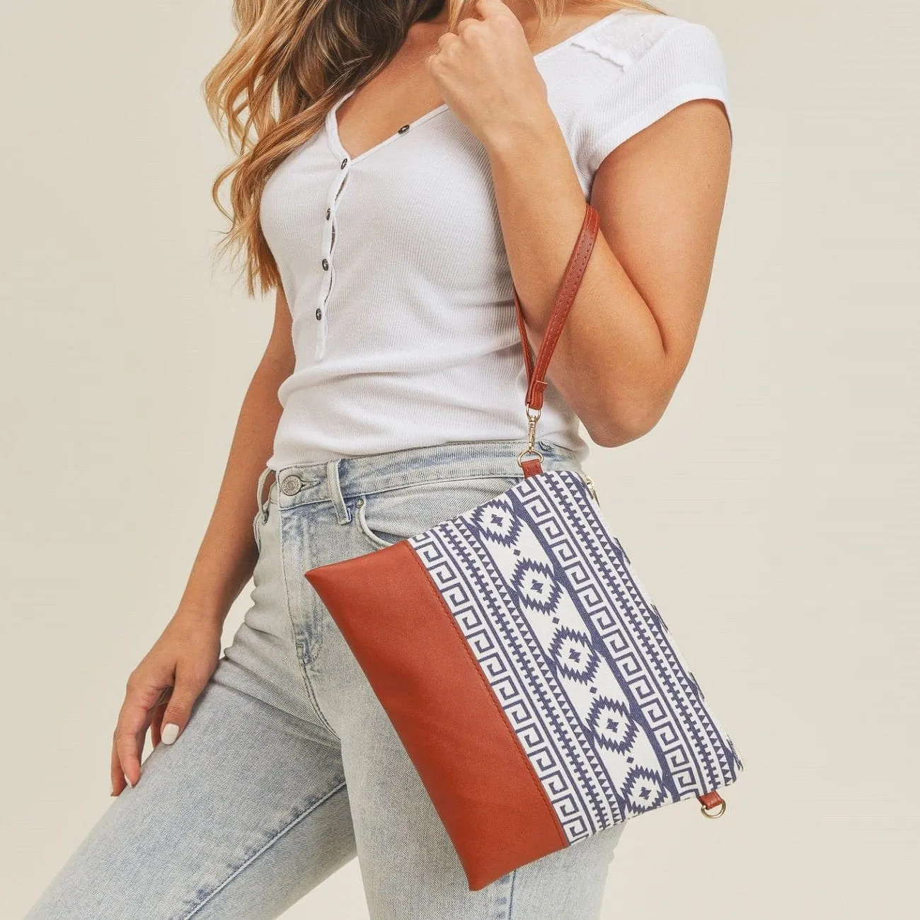 MB0141 Aztec Crossbody & Wristlet Bag