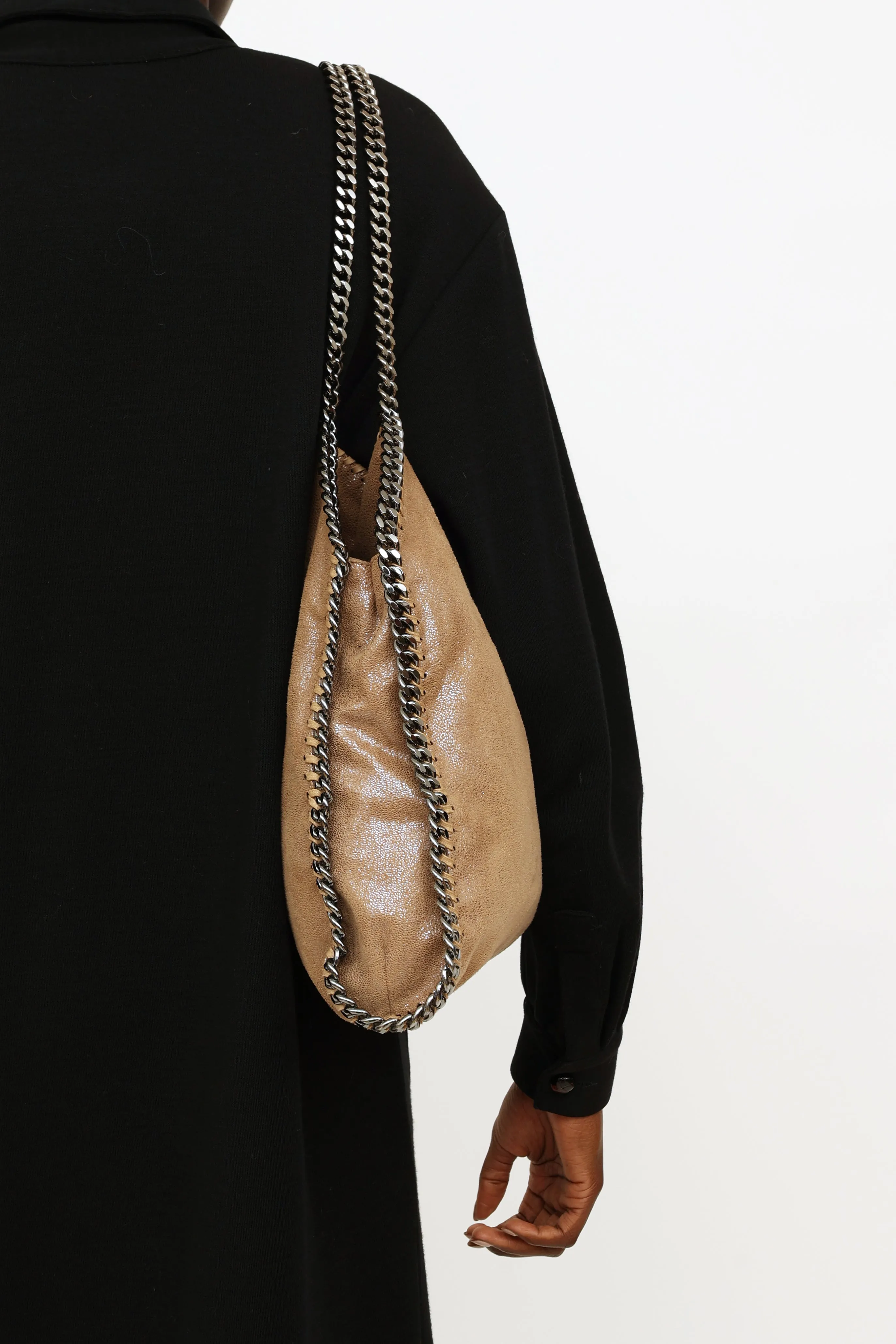 Metallic Brown Foldover Falabella Tote Bag