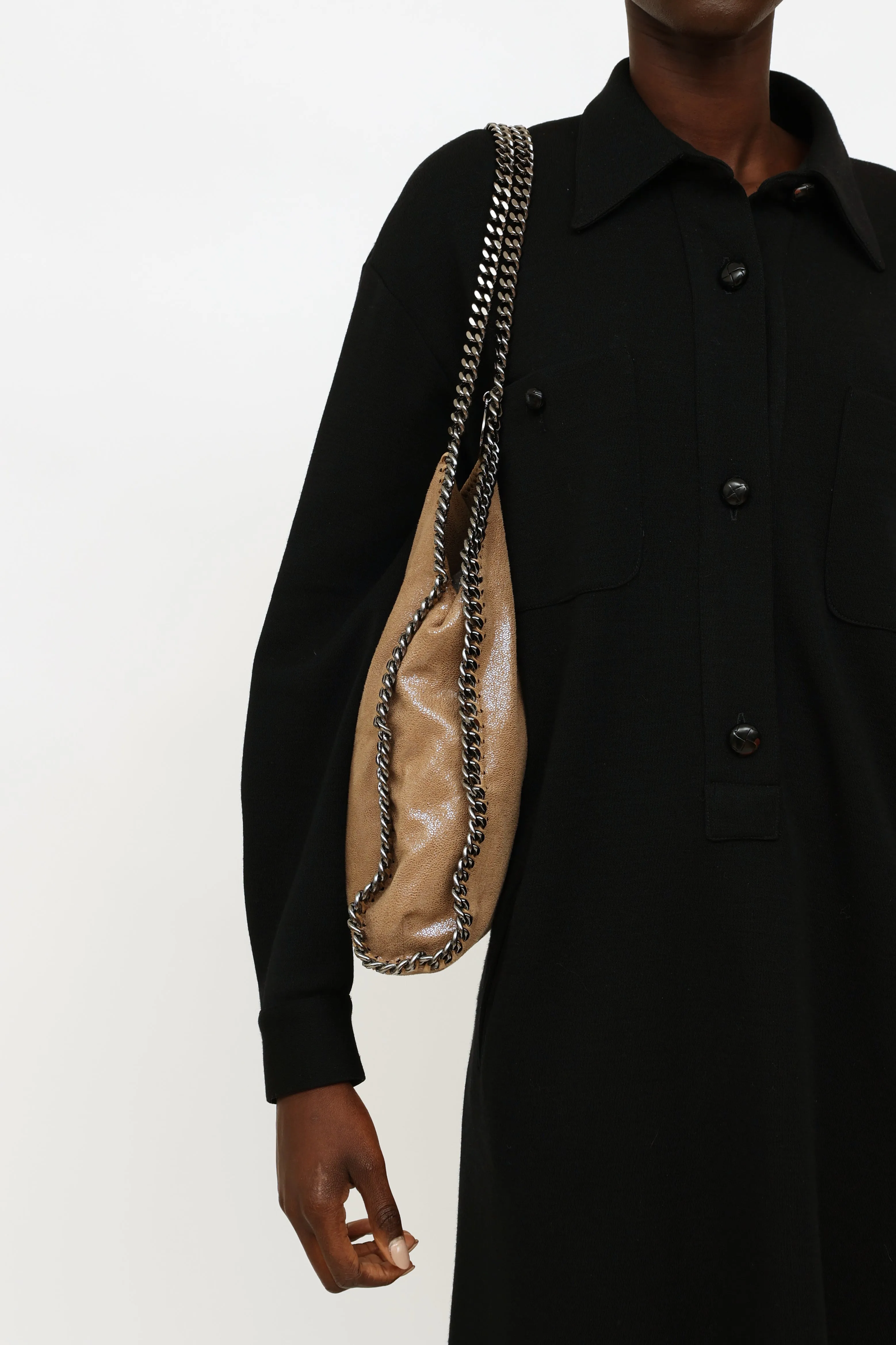 Metallic Brown Foldover Falabella Tote Bag
