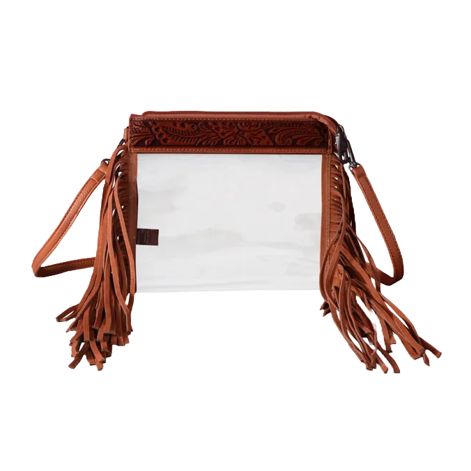 Montana West Floral Hand Tooled Stadium Clear Brown Crossbody MW1257-A191BR