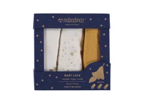 Nobodinoz Box 3U Baby Love Swaddle pack in Farniente Yellow