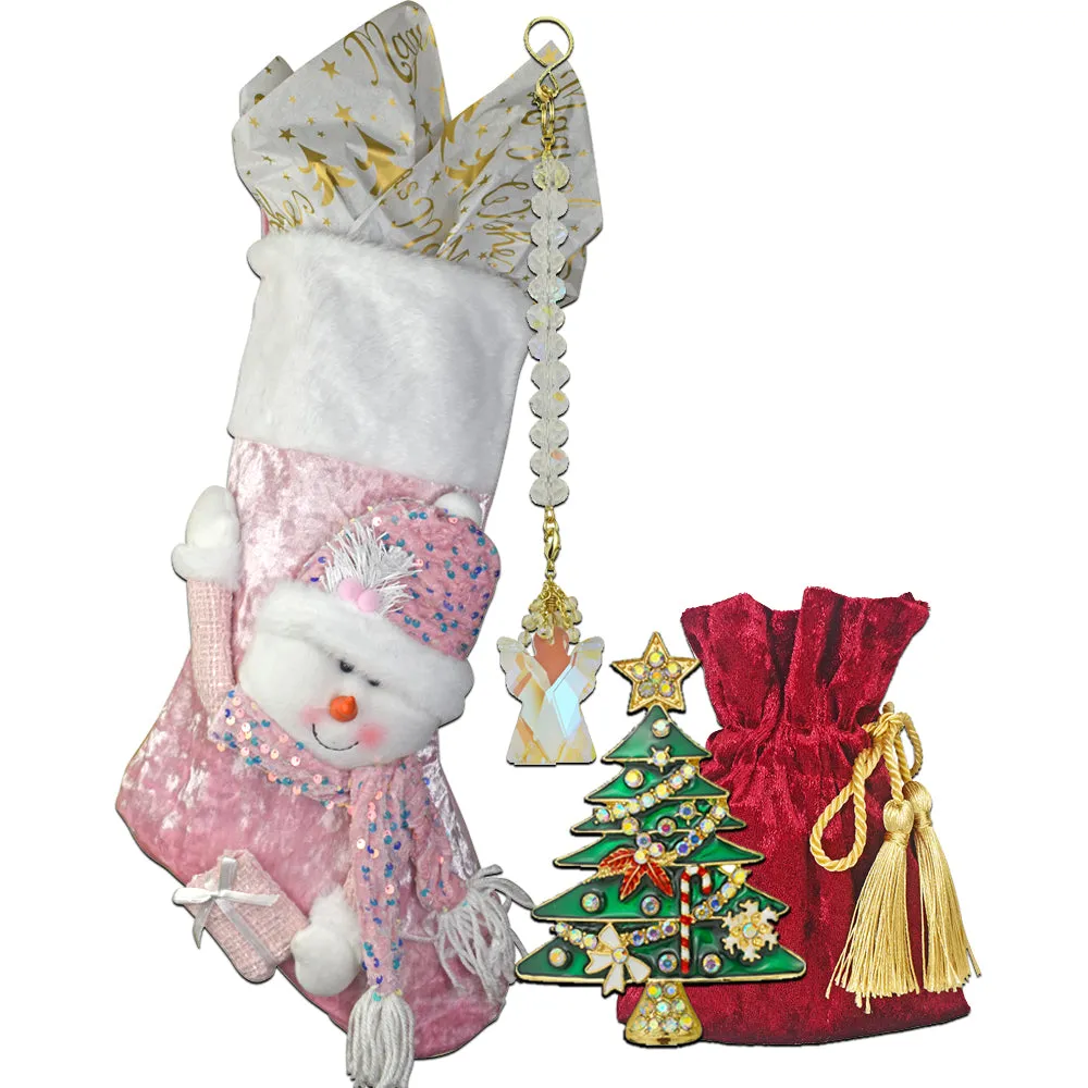 Oh Christmas Tree 10pc Holiday Treasure Bag (Goldtone/Pink)