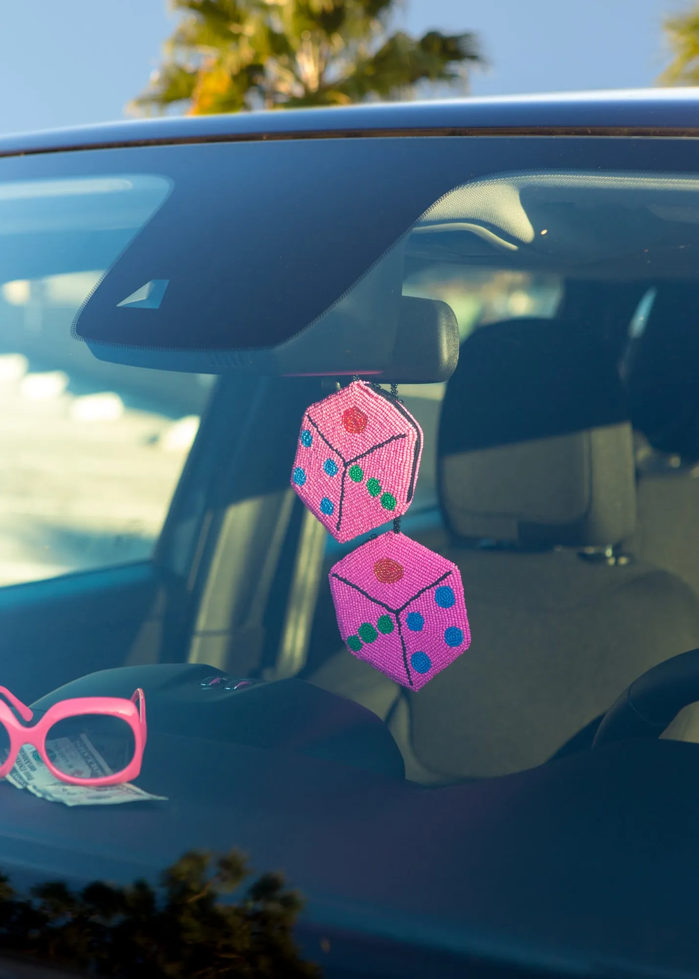 pink dice coin purse