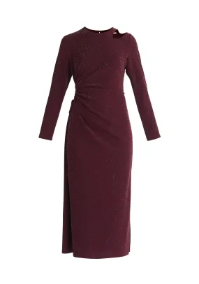 Purple Sparkly Cut Out Dress