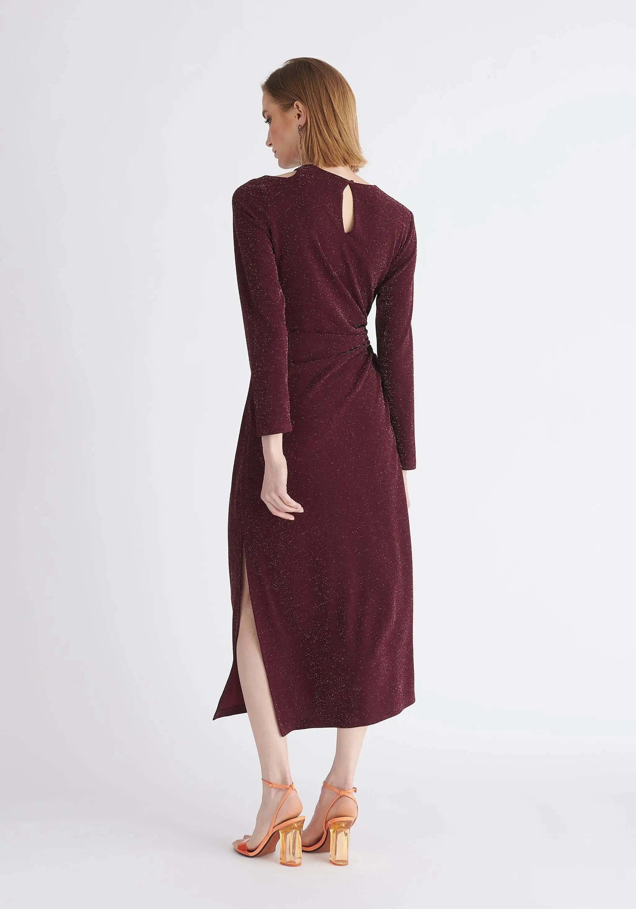 Purple Sparkly Cut Out Dress