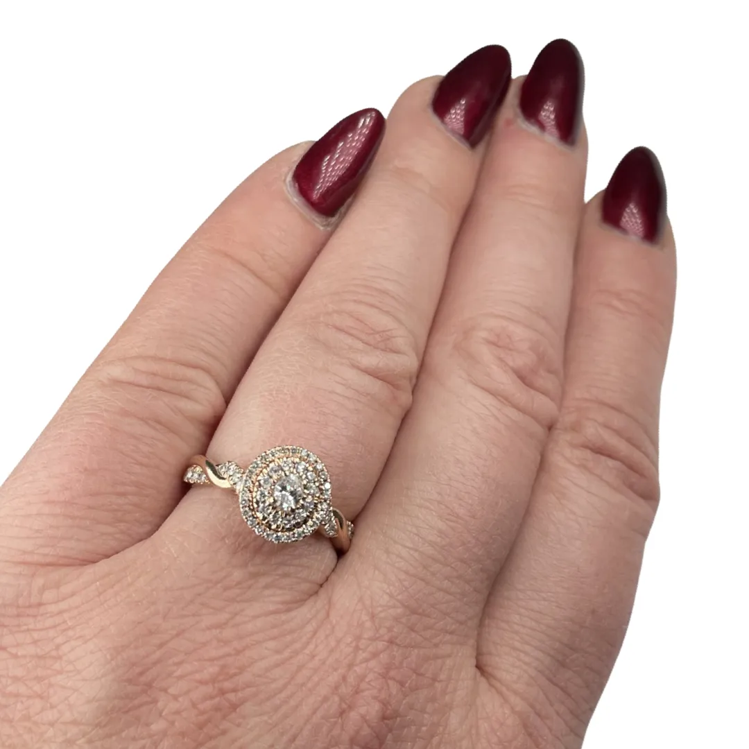 Rose Gold Diamond Halo Ring (Authentic Pre-Owned)