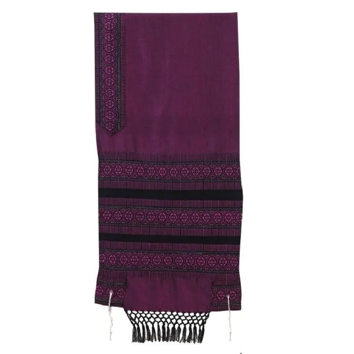 Tallit Set - Hand Woven Wool & Fringes Purple