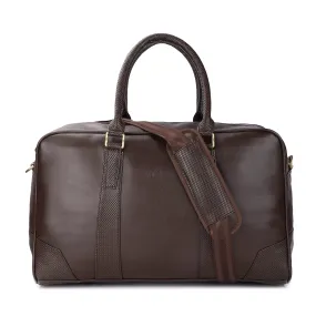 The Clownfish Reagan 28 litres Unisex Faux Leather 15.6 inch Laptop Travel Duffle Bag (Dark Brown)