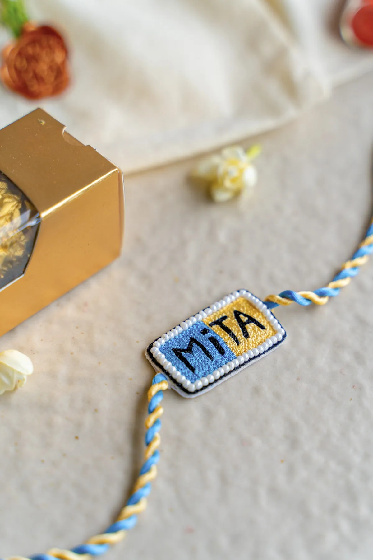 The Rakhi Hamper 7- Name Embroidered Rakhi