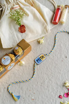 The Rakhi Hamper 7- Name Embroidered Rakhi