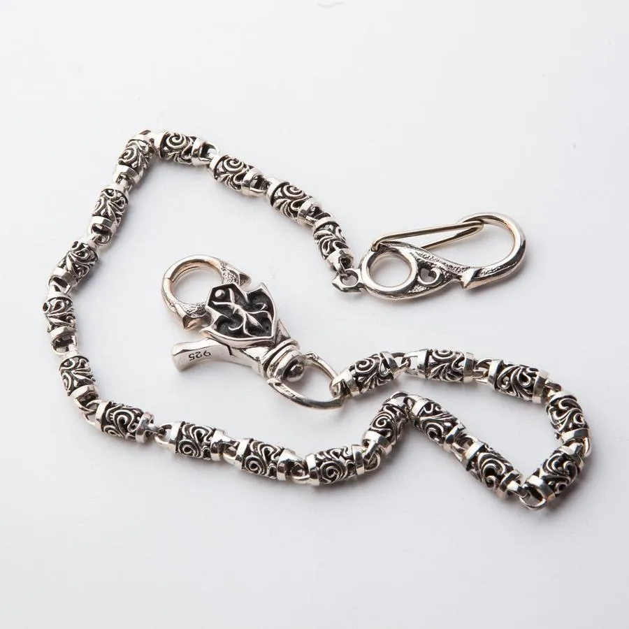 Tribal Roller Sterling Silver Wallet Chain