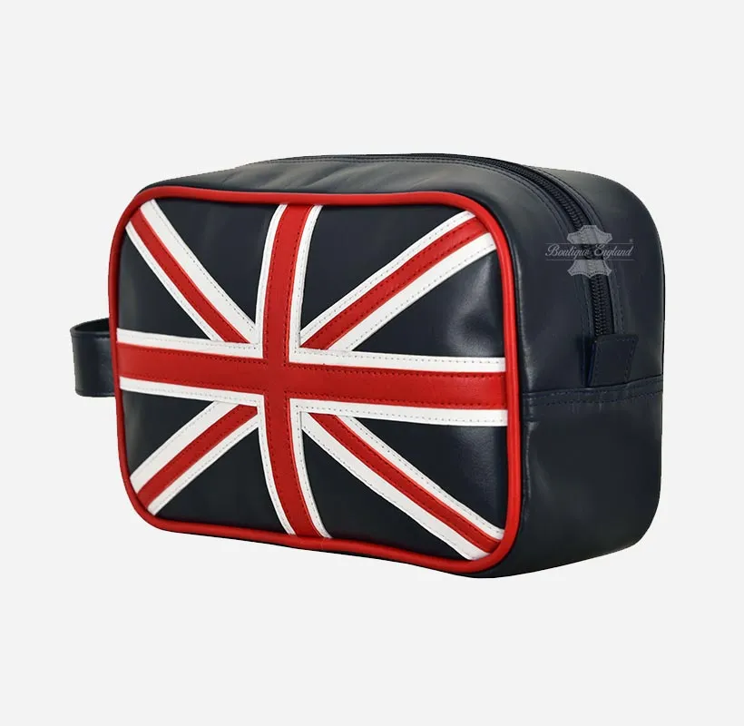 Union Jack Unisex Leather Toiletry Bag Wash Bag