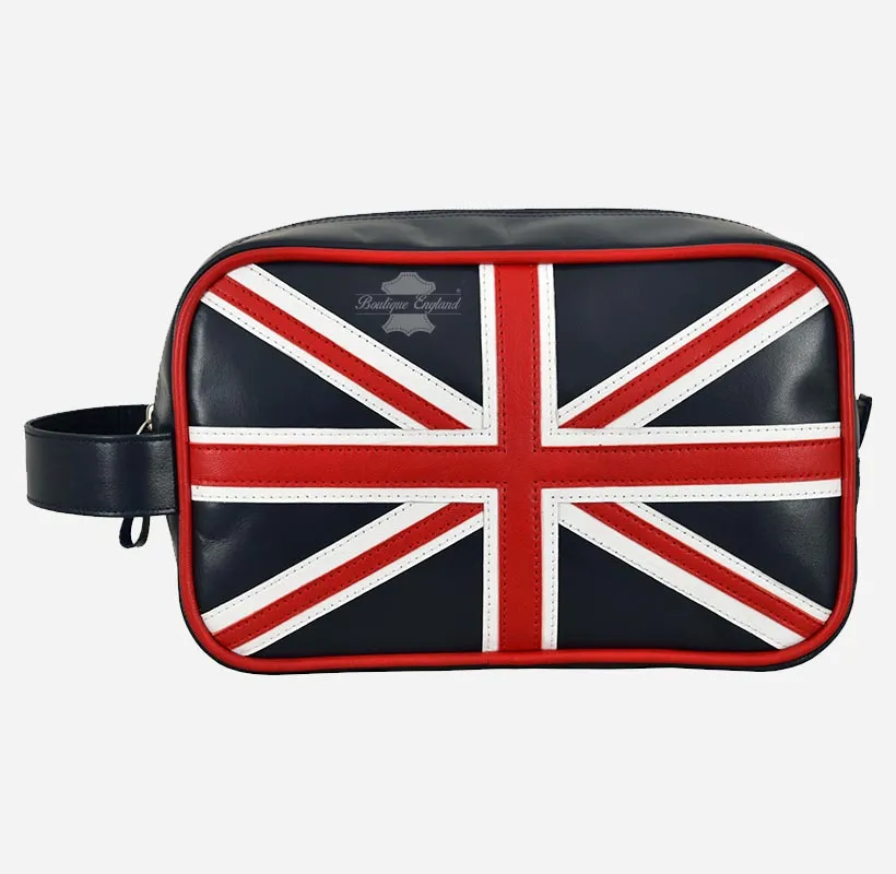 Union Jack Unisex Leather Toiletry Bag Wash Bag
