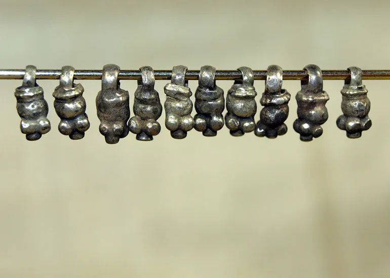 Unique Lumpy Antique Silver Dangles, Bag of 10
