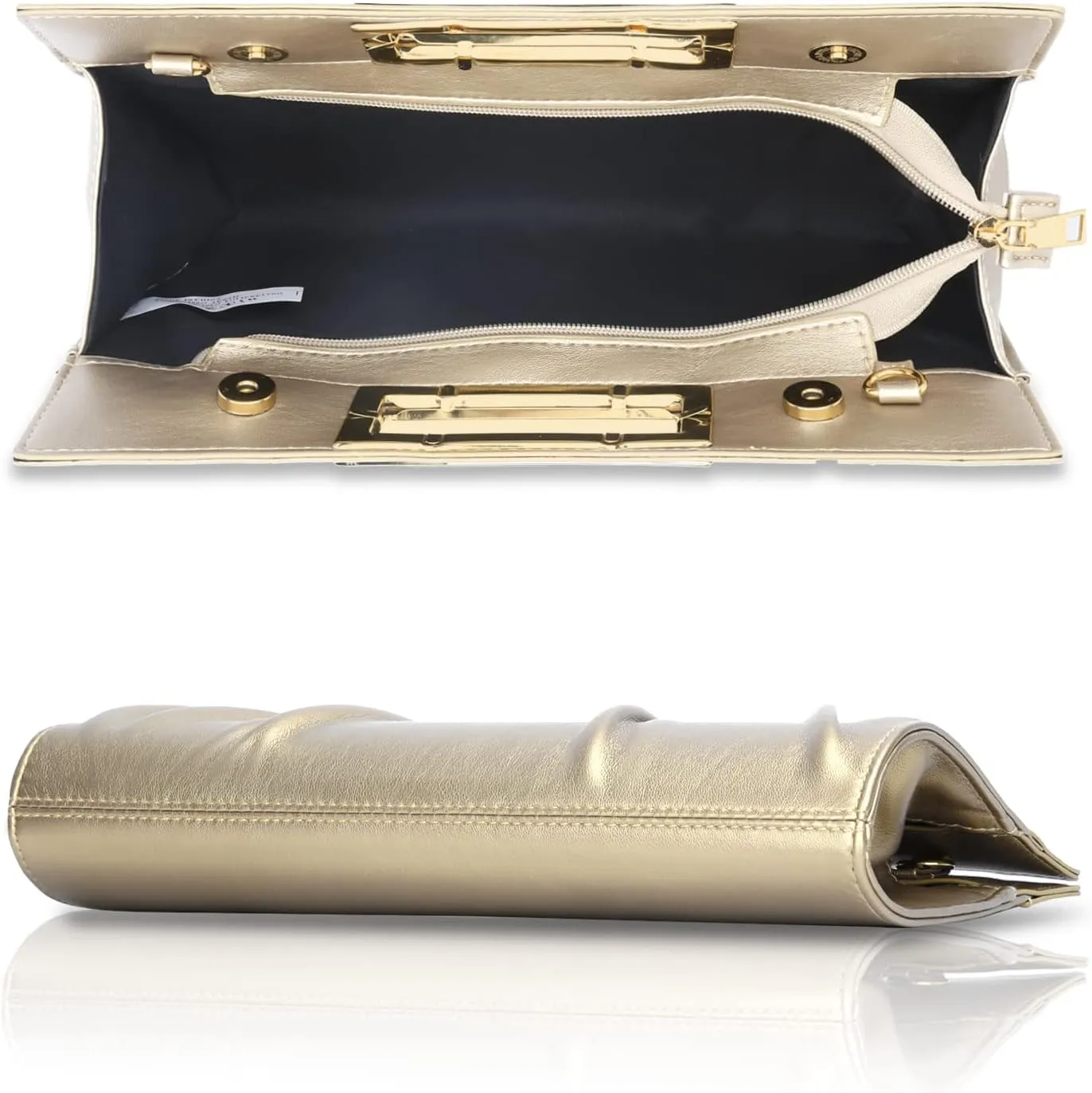 Vegan Leather Open Handle Orange Clutch Style Evening Bag