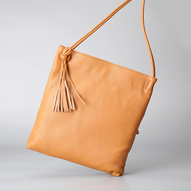 Womens Brown Leather Fringe Crossbody Satchel Bag Purses Shoulder Bag for Women