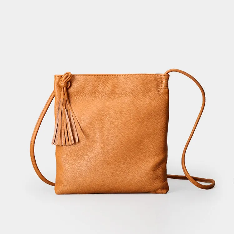 Womens Brown Leather Fringe Crossbody Satchel Bag Purses Shoulder Bag for Women