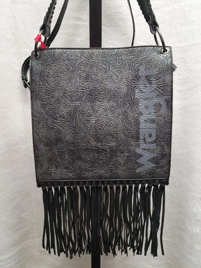 Wrangler Floral Embossed Fringe Concealed Carry Hobo/Crossbody